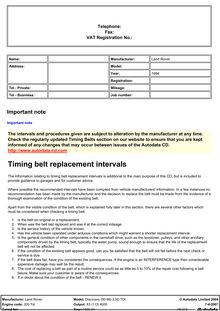 Timing belt replacement intervals