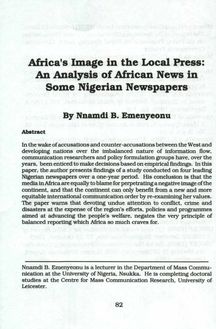 Africa s Image in the Local Press: An Analysis of African News in ...