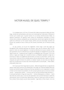Victor Hugo, de quel temps ? (par Eric CHAMS)