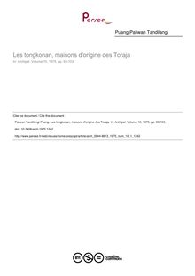 Les tongkonan, maisons d origine des Toraja - article ; n°1 ; vol.10, pg 93-103