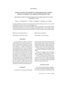 CARACTERIZACIÓN GENÉTICA PRELIMINAR DEL CERDO CRIOLLO CUBANO UTILIZANDO MICROSATÉLITES (PRELIMINARY GENETIC CHARACTERIZATION OF CUBAN CREOLE PIG USING MICROSATELLITES)