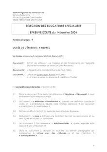 Educateur spécialisé 2006 Inst. Régional du Travail Social - Basse-Normandie