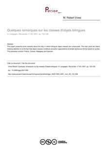 Quelques remarques sur les classes d objets bilingues - article ; n°143 ; vol.35, pg 120-126