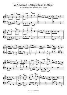 Partition Allegretto en C major, K.15b, pour London Sketchbook, Various