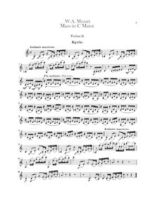 Partition violons II, Mass, Krönungsmesse ; Coronation Mass ; Mass No.15 ; Missa