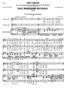 Partition complète, 3 chansons, Op.77, Mendelssohn, Felix