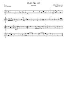 Partition ténor viole de gambe 2, octave aigu clef, fantaisies et Almands pour 3 violes de gambe par John Hingeston