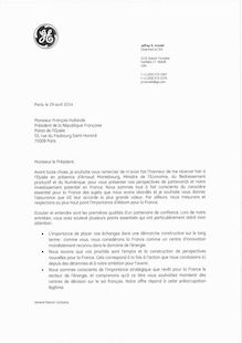 Lettre de General Electrics à François Hollande