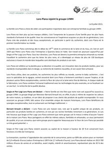 Communiqué de presse - LVMH juillet 2013