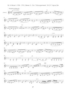 Partition violons II, Mass, Krönungsmesse ; Coronation Mass ; Mass No.15 ; Missa par Wolfgang Amadeus Mozart