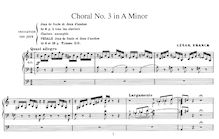 Partition choral No.3 en A minor, Three Chorals pour orgue, Franck, César