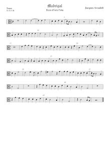 Partition ténor viole de gambe 2, alto clef, 12 madrigaux, Arcadelt, Jacob par Jacob Arcadelt