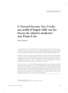 L Earned Income Tax Credit, un crédit d impôt ciblé sur les foyers de salariés modestes aux États-Unis  