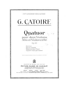 Partition violon 1, corde quatuor, Op.23, F♯ minor, Catoire, Georgy