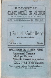 Boletín del Colegio Oficial de Médicos de la Provincia de Córdoba, n. 202 (1938)