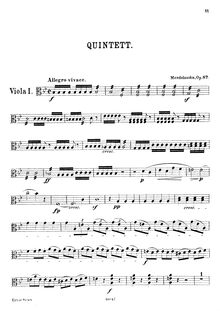 Partition viole de gambe 1, corde quintette No.2, Op.87, B♭ Major