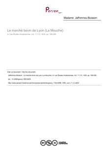Le marché bovin de Lyon (La Mouche) - article ; n°2 ; vol.11, pg 189-206