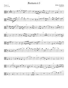 Partition ténor viole de gambe 1, alto clef, fantaisies pour 5 violes de gambe par John Jenkins par John Jenkins