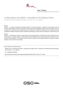 Le Moustérien de tradition  acheuléenne de Catigny (Oise) - article ; n°1 ; vol.73, pg 305-320
