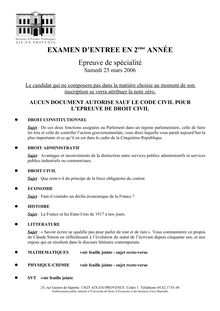 IEP Aix 2006 concours master