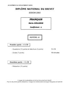 Français 2005 Brevet (filière générale)