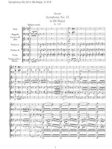 Partition complète, Symphony No.33, B♭ major, Mozart, Wolfgang Amadeus