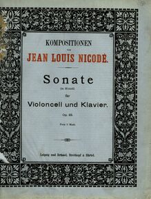 Partition couverture couleur, violoncelle Sonata, B minor, Nicodé, Jean Louis par Jean Louis Nicodé
