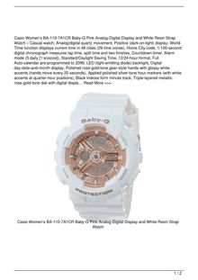 Helpful Casio Women8217s BA1107A1CR BabyG Pink AnalogDigital Display and White Resin Strap Watch Watch Review