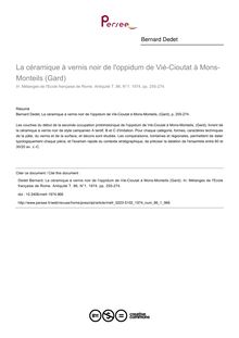 La céramique à vernis noir de l oppidum de Vié-Cioutat à Mons-Monteils (Gard) - article ; n°1 ; vol.86, pg 255-274