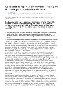 Le linaclotide reçoit un avis favorable de la part du CHMP pour le traitement du SCI-C