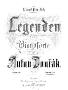 Partition Heft II (Nos.6-10), Legends, Legendy, Dvořák, Antonín