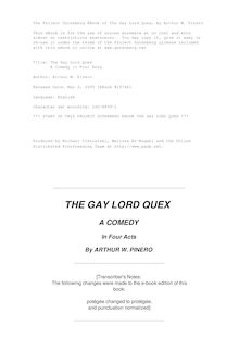 The Gay Lord Quex - A Comedy in Four Acts