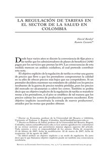 La regulación de tarifas en el sector de la salud en Colombia (Tariff Regulation in the Colombian Health Sector )