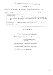Techniques commerciales 2003 BP - Fleuriste