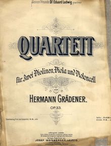Partition couverture couleur, corde quatuor No.1, Op.33, D Minor