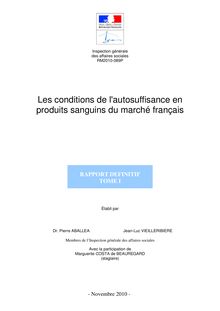 Les conditions de l autosuffisance en produits sanguins du marché français