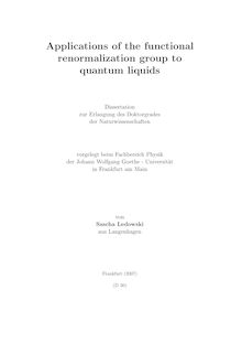 Applications of the functional renormalization group to quantum liquids [Elektronische Ressource] / von Sascha Ledowski