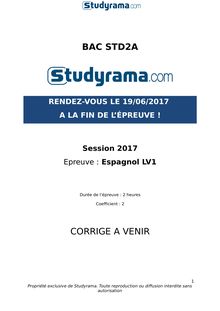 Corrigé Bac STD2A 2017 - LV1 Espagnol 