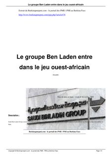 Le groupe Ben Laden entre dans le jeu ouest-africain