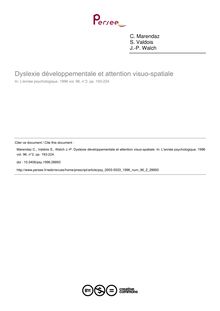 Dyslexie développementale et attention visuo-spatiale - article ; n°2 ; vol.96, pg 193-224