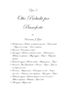 Partition complète, 8 préludes, Gaul, Konstantin Joachim