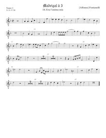 Partition ténor viole de gambe 2, octave aigu clef, Secondo Libro de Madrigali par Alfonso Fontanelli