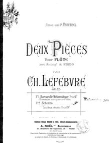 Partition de piano, 2 Pièces pour flûte, Lefebvre, Charles