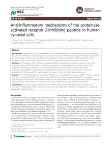 Anti-Inflammatory mechanisms of the proteinase-activated receptor 2-inhibiting peptide in human synovial cells