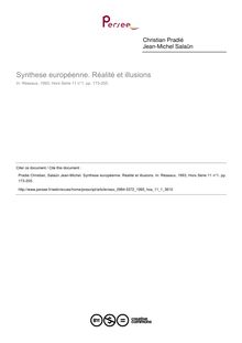 Synthese européenne. Réalité et illusions - article ; n°1 ; vol.11, pg 173-205