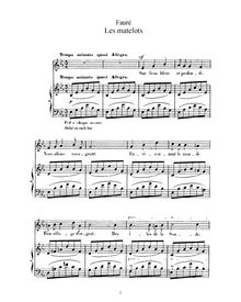 Partition , Les matelots (Original key, E♭ major), 2 chansons, Deux mélodies