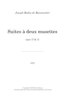 Partition , Opp.11 & 17, 6  à 2 Muzettes, Op.11, Boismortier, Joseph Bodin de