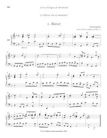 Partition 265-26, 2 Pièces en ré mineur: , Basse - , Basse, Livre d orgue de Montréal