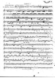 Partition cor 1, 2 (F), Jean de Paris, Opéra comique en deux actes