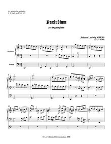 Partition complète, Prelude en C major, Krebs, Johann Ludwig par Johann Ludwig Krebs